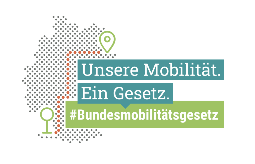 Kampagnenmotiv mit Deutschlandkarte, Standort-Pin und Mobilitäts-Slogan
